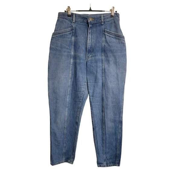 Vintage Lee Jeans Women 14 Denim High Waist  Pleat 80's Made USA Western Rancher - Picture 1 of 9